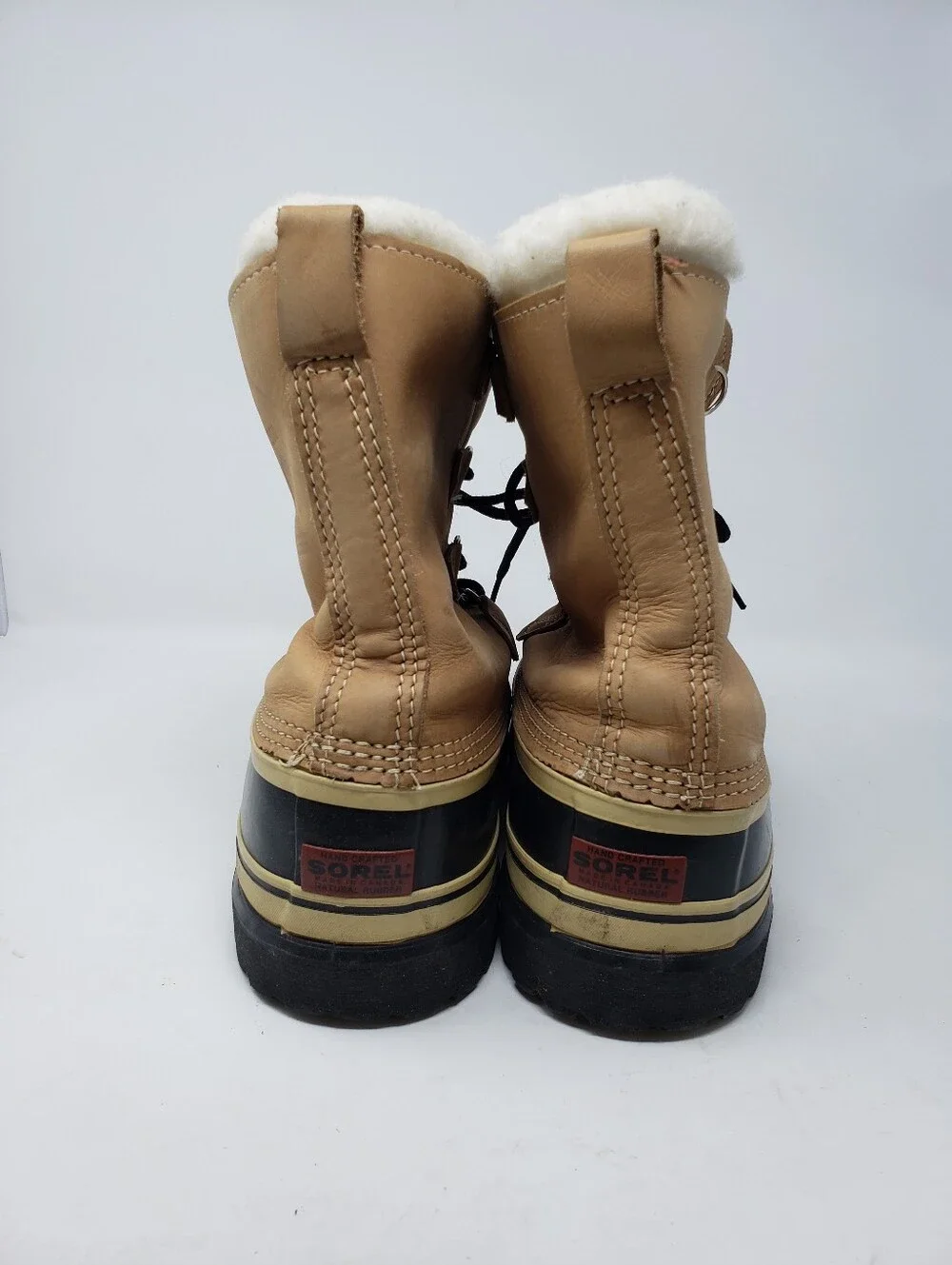 SOREL Caribou Waterproof Winter Snow Boots Buff Tan Black Size 14 Made In Canada